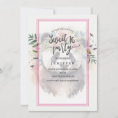 Panda Blume Wasserfarbe Einladung (Vorderseite)