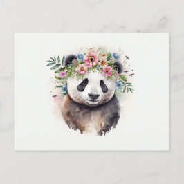 Panda Blume Wasserfarbe Postkarte