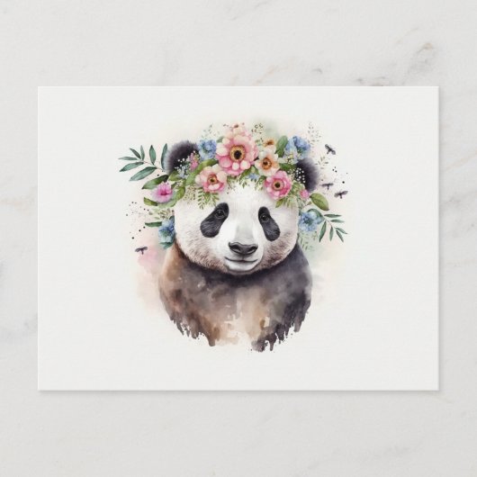 Panda Blume Wasserfarbe Postkarte (Vorderseite)