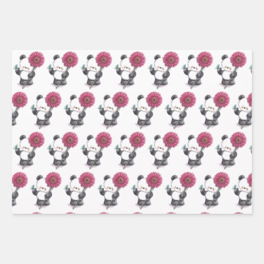 Panda & Blume Wrapping Paper Geschenkpapier Set (Vorderseite 3)