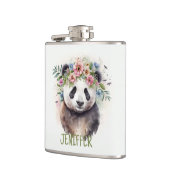 Panda Blumen Aquarell Flachmann (Links)