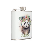 Panda Blumen Aquarell Flachmann (Rechts)