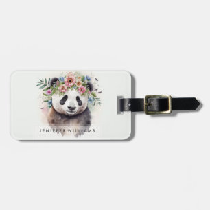 Panda Blumen Aquarell                           Gepäckanhänger