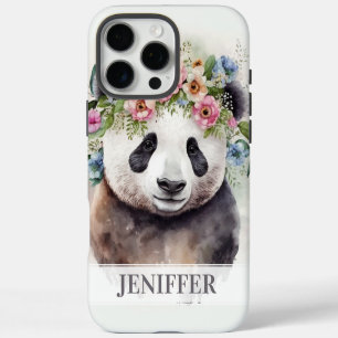 Panda Blumen Aquarell iPhone 16 Pro Max Hülle