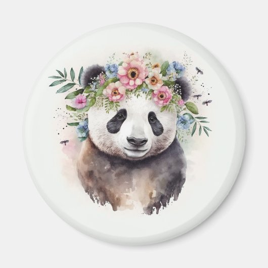Panda Blumen Aquarell Magnet (Vorne)