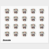 Panda Blumen Aquarell Runder Aufkleber (Blatt)
