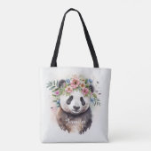 Panda Blumen Aquarell Tasche (Rückseite)