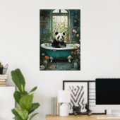 Panda-Blumenbad-Kunstprint, Vintage-Botanik Poster (Heimbüro)