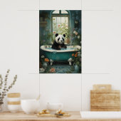 Panda-Blumenbad-Kunstprint, Vintage-Botanik Poster (Küche)