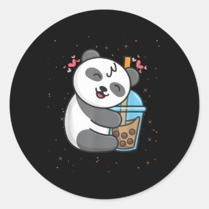 Panda Boba Tea Bubble Tea Kawaii Anime Japanisch Runder Aufkleber