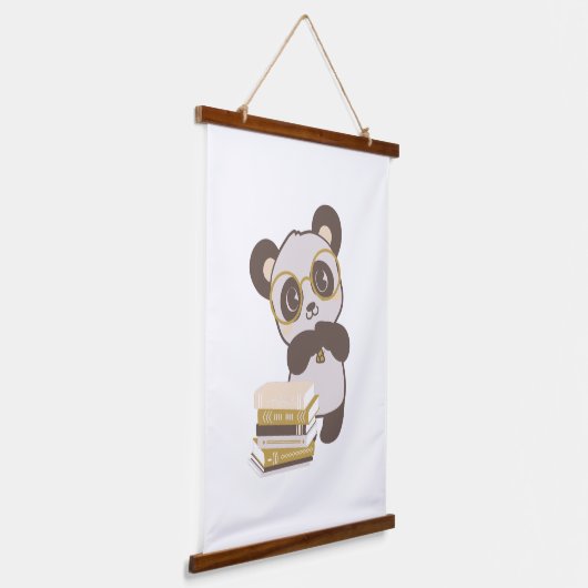 Panda Book Nook Reading Poster Wandteppich Mit Holzrahmen (Gewinkelt)