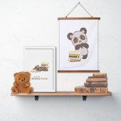 Panda Book Nook Reading Poster Wandteppich Mit Holzrahmen
