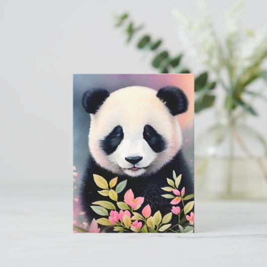Panda Botanical Art Postkarte (Stehend Vorderseite)