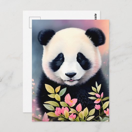 Panda Botanical Art Postkarte (Vorne/Hinten)