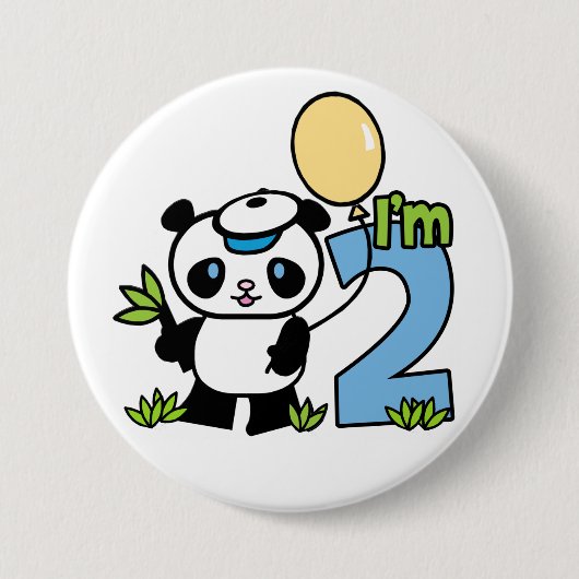 Panda Boy 2. Geburtstag Button (Vorderseite)