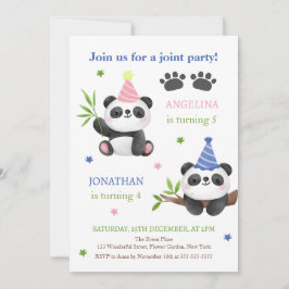 Panda Boy and Girl Joint Birthday Einladung