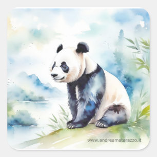 Panda bringt viel Glück Quadratischer Aufkleber