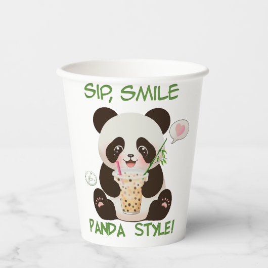Panda Bubble Tee Pappbecher (Vorderseite)