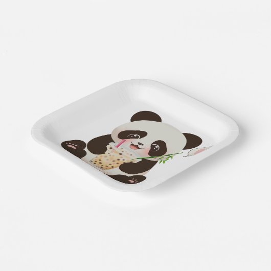 Panda Bubble Tee Pappteller (Gewinkelt)
