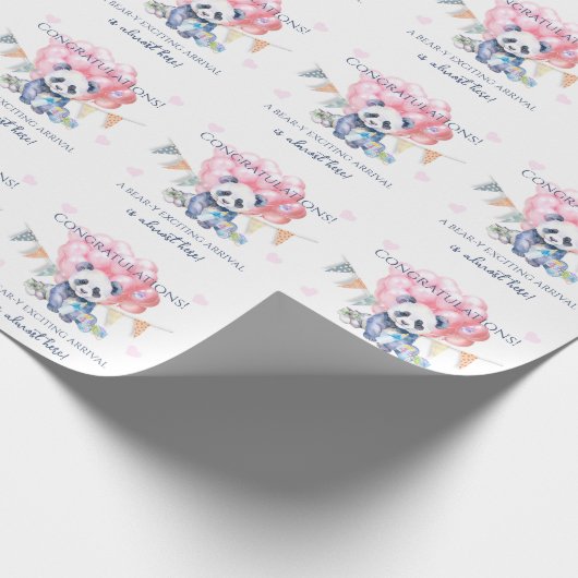 Panda bunting and balloons Baby Shower Geschenkpapier (Ecke)