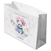 Panda bunting and balloons Baby Shower Große Geschenktüte (Rückseite Schrägansicht)
