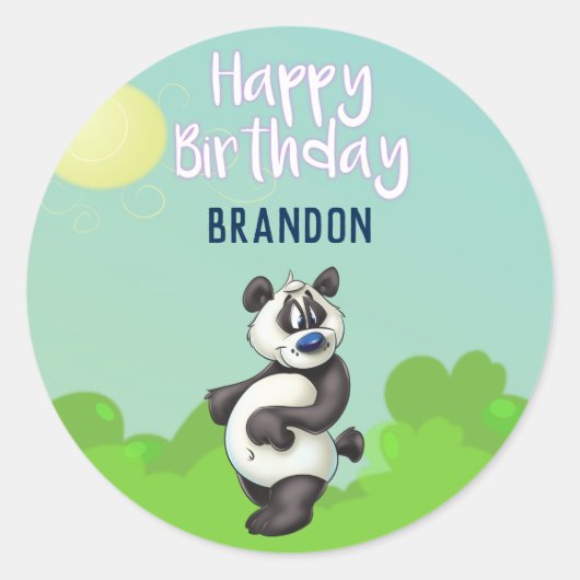 Panda Cartoon Birthday Stickers (Vorderseite)