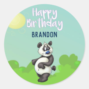 Panda Cartoon Birthday Stickers