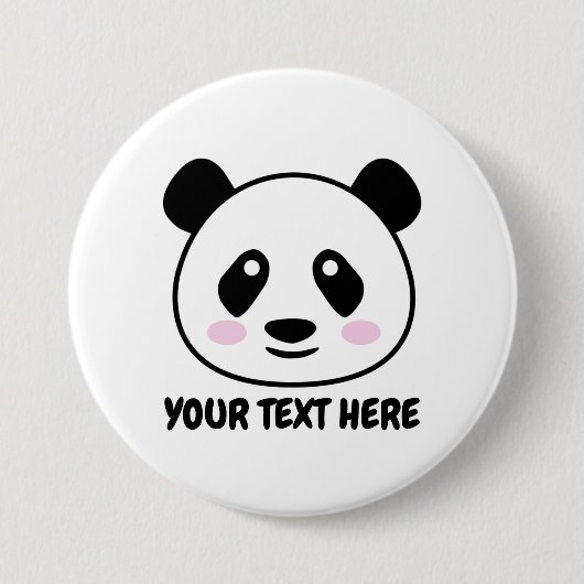 Panda-Cartoon-Buttons mit benutzerdefiniertem Text Button (Vorderseite)