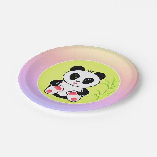 Panda, Cartoon, Kinder Pappteller (Schrägansicht)
