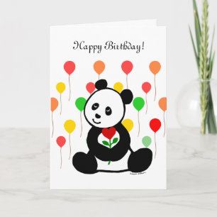 Panda Cartoon und A Heart Blume Geburtstag Karte