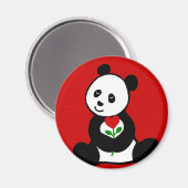 Panda Cartoon und A Heart Blume Magnet (Vorderseite/Rückseite)