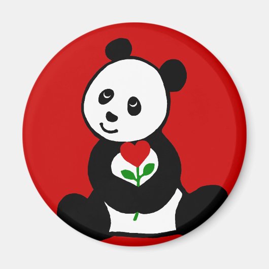 Panda Cartoon und A Heart Blume Magnet (Vorne)