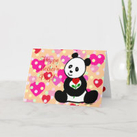 Panda Cartoon und Mama zur Blume eines Herzens