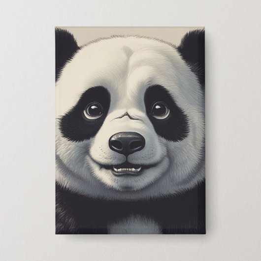 Panda Cartoon Zeichne Kunst Button (Vorderseite)