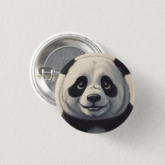 Panda Cartoon Zeichne Kunst Button (Vorne & Hinten)