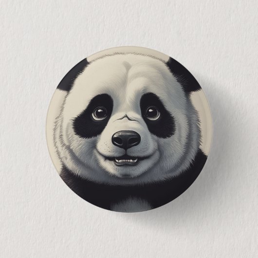 Panda Cartoon Zeichne Kunst Button (Vorderseite)