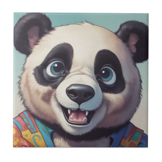 Panda Cartoon Zeichne Kunst Fliese (Vorderseite)