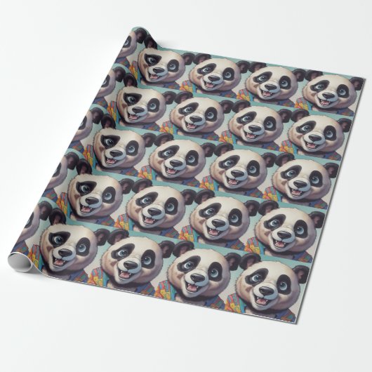 Panda Cartoon Zeichne Kunst Geschenkpapier (Ungerollt)