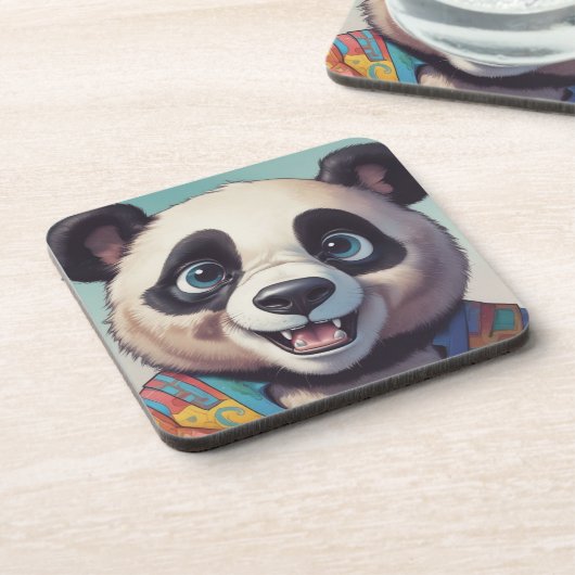 Panda Cartoon Zeichne Kunst Getränkeuntersetzer (Linke Seite)