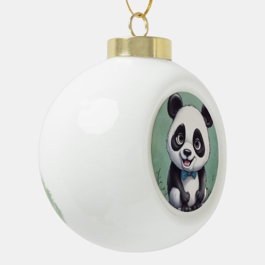 Panda Cartoon Zeichne Kunst Keramik Kugel-Ornament (Links)