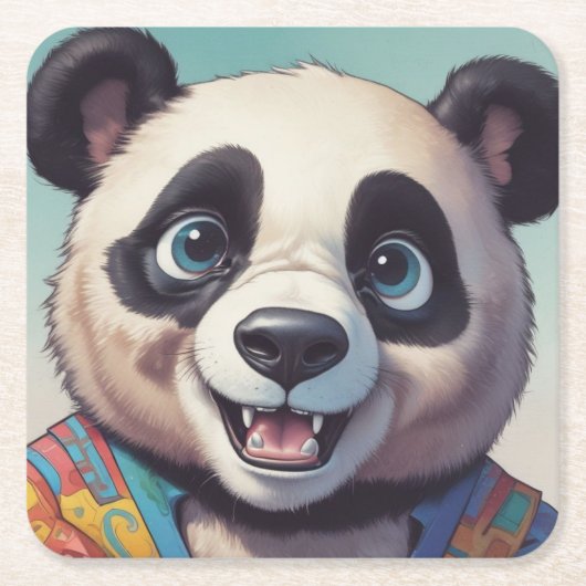 Panda Cartoon Zeichne Kunst Rechteckiger Pappuntersetzer (Vorderseite)