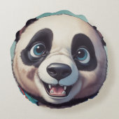Panda Cartoon Zeichne Kunst Rundes Kissen (Rückseite)