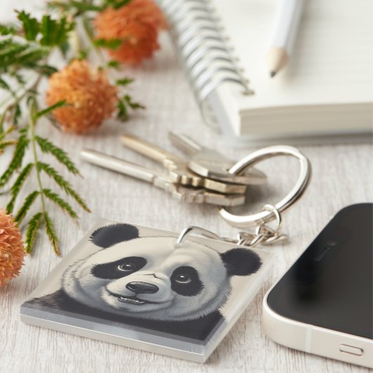 Panda Cartoon Zeichne Kunst Schlüsselanhänger (Vorderseite rechts)