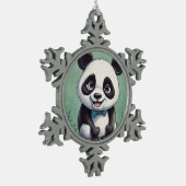 Panda Cartoon Zeichne Kunst Schneeflocken Zinn-Ornament (Links)
