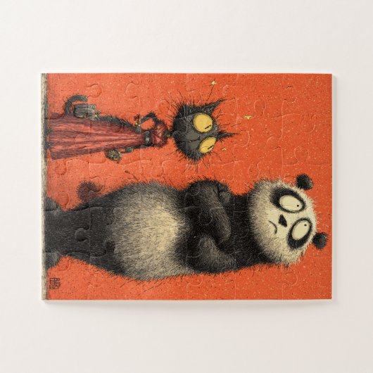 Panda & Cat in Red - Funny Puzzle (Horizontal)