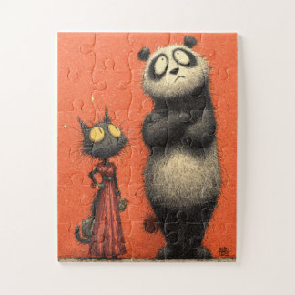 Panda & Cat in Red - Funny Puzzle