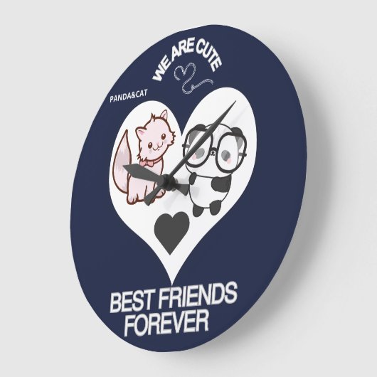 PANDA CAT Niedlich Große Wanduhr (Winkel)