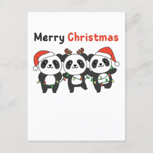 Panda Christmas Animals Pandas Merry Christmas Feiertagspostkarte