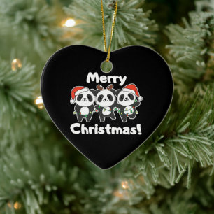 Panda Christmas Animals Pandas Merry Christmas Keramik Ornament
