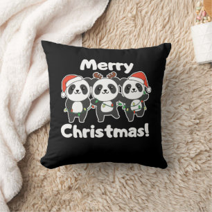 Panda Christmas Animals Pandas Merry Christmas Kissen